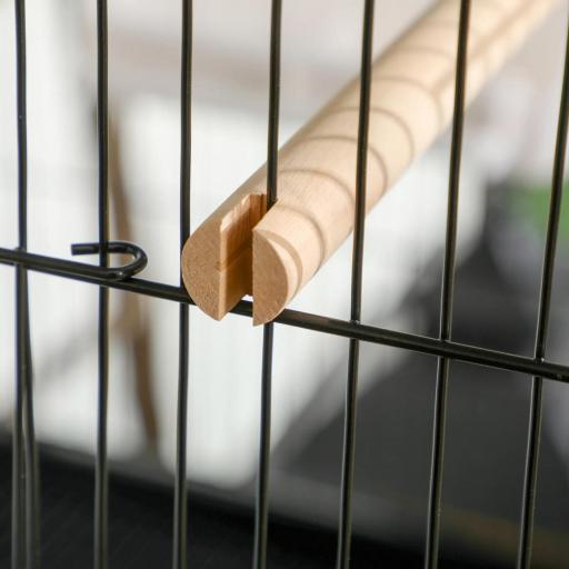 Jaula para Pájaros de 2 Niveles con Ruedas Bandejas Extraíbles Puertas Comederos Perchas 51,5x50x140 cm Negro [7]