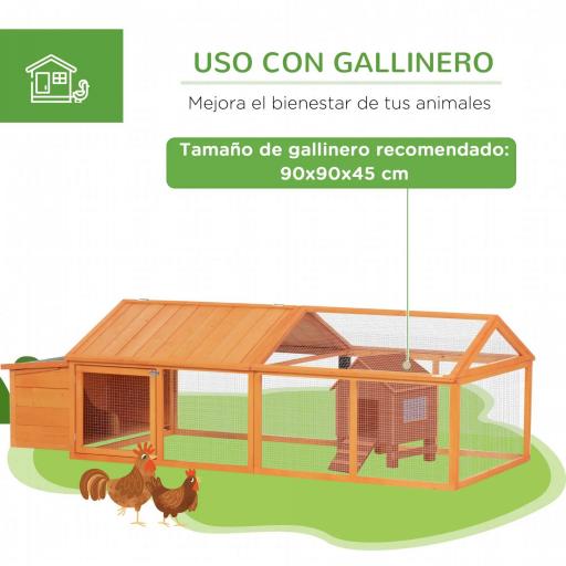 Gallinero de Madera Grande de Exterior para 4-8 Gallinas con Techo Abatible y Nido 240x112,5x76 cm Natural [3]