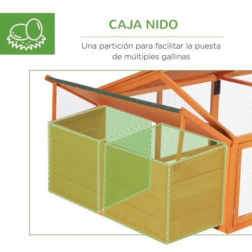 Gallinero de Madera Grande de Exterior para 4-8 Gallinas con Techo Abatible y Nido 240x112,5x76 cm Natural [4]