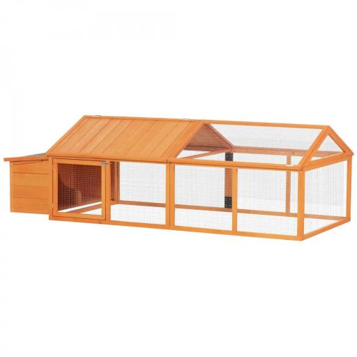 Gallinero de Madera Grande de Exterior para 4-8 Gallinas con Techo Abatible y Nido 240x112,5x76 cm Natural [9]