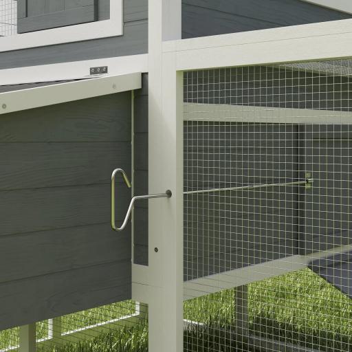 Gallinero de Madera con Perchas Columpio Nidos y Bandeja Extraíble 315,5x150,5x140,5 cm Gris [7]