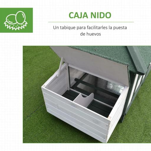 Gallinero de Madera Jaula para Gallinas de Exterior con Nido Bandeja Extraíble y Espacio para Correr 196x76x97 cm Verde [3]