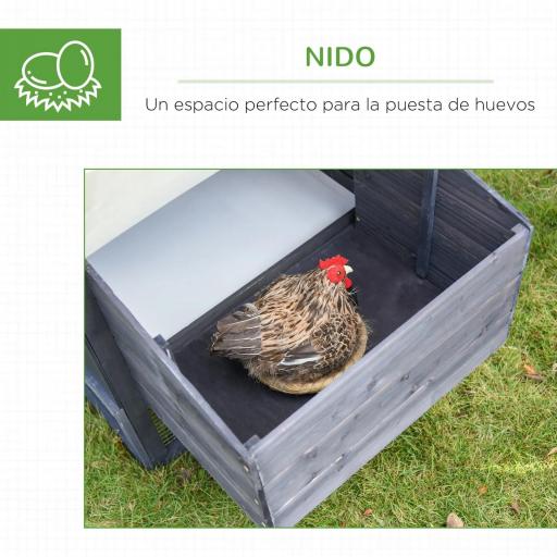 Gallinero de Madera Exterior Jaula Cercada para Gallinas con Caja Nido Corral de Metal Techo Asfáltico Bandeja Extraíble Ventana y Rampa 170x81x110 cm Gris [3]