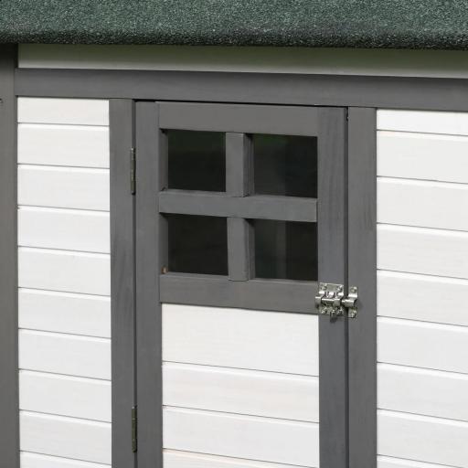 Gallinero de Madera de Pino Refugio Jaula para Gallinas Pollos Exterior con Caja Nido Bandeja Extraíble y Espacio para Correr 196x76x97 cm Gris [6]