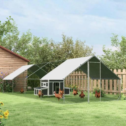 Gallinero para Exterior 147x93,5x89,5cm con Ventana Nido Bandeja Extraíble y Perchas Jaula para 1-6 Gallinas Gris Oscuro [6]