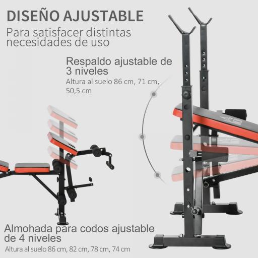 Banco de Pesas Multifuncional Banco de Musculación con Respaldo Ajustable Soporte de Barras Extensión de Piernas Almohadilla de Predicador Mariposa Entrenamiento en Gimnasio Oficina Negro [4]