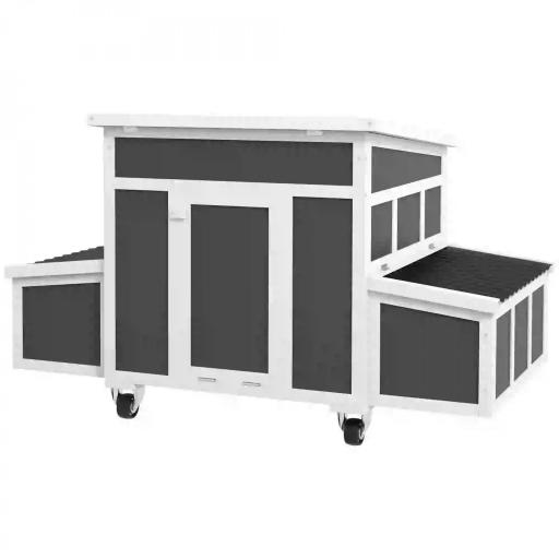 Gallinero para Exterior 147x93,5x89,5cm con Ventana Nido Bandeja Extraíble y Perchas Jaula para 1-6 Gallinas Gris Oscuro [8]