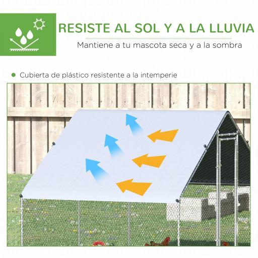 Gallinero para Exterior 3x2x2 m Jaula para Gallinas de Acero Galvanizado con Cubierta de PE y Cerradura Plata [2]