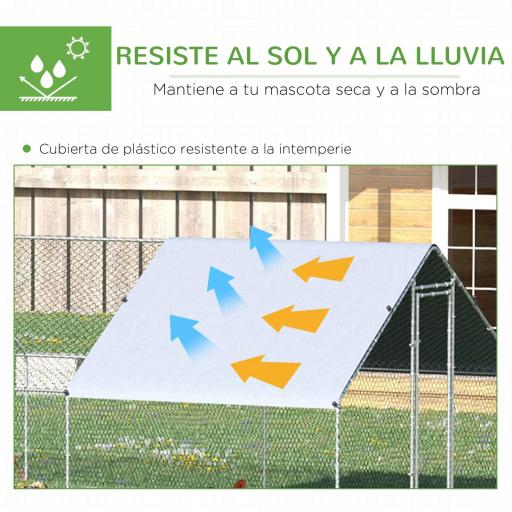 Gallinero para Exterior Jaula para Gallinas de Acero Galvanizado con Cubierta de PE y Cerradura 3x8x2 m Plata [3]