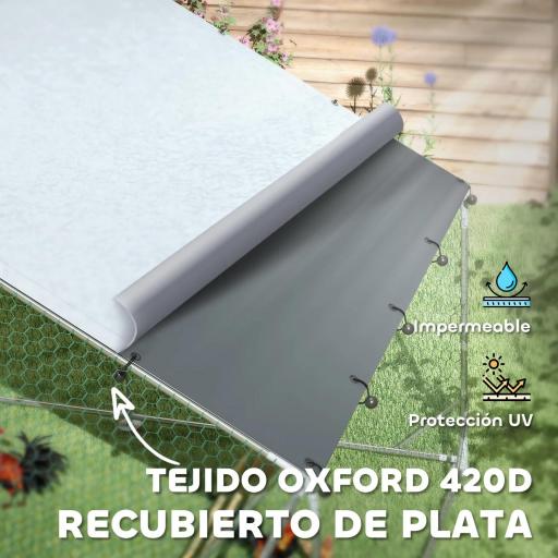 Gallinero Metálico de Exterior de 3x6m con Percha Multiusos Comedero Colgante Tipo Brocheta y Lona Protectora Resistente [3]