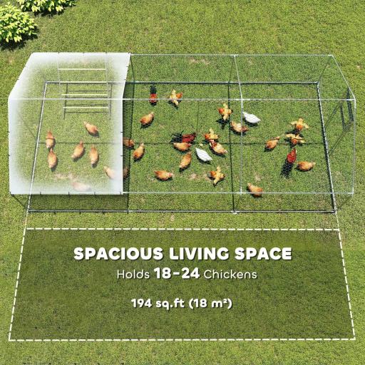 Gallinero Metálico de Exterior de 3x6m con Percha Multiusos Comedero Colgante Tipo Brocheta y Lona Protectora Resistente [7]