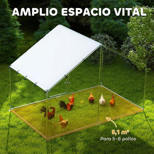 Corral para Gallinas Gallinero Metálico Grande de 3x1,7x1,9 m con Cubierta Impermeable y Anti-UV Plata [3]