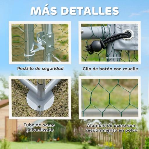 Corral para Gallinas Gallinero Metálico Grande de 3x1,7x1,9 m con Cubierta Impermeable y Anti-UV Plata [1]
