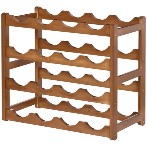 Botellero de Madera Bambú de 4 Niveles para 16 Botellas de Vino Carga Máxima 75 kg 43x23,5x38 cm Marrón [8]