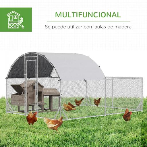 Gallinero Exterior Grande 380x280x195 cm para 10-12 Gallinas con Cubierta de Tela para Pollos Conejos Patos Plata [1]