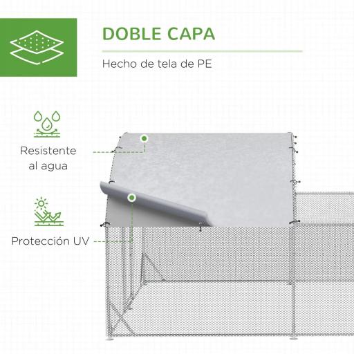 Gallinero Exterior Grande 380x280x195 cm para 10-12 Gallinas con Cubierta de Tela para Pollos Conejos Patos Plata [3]