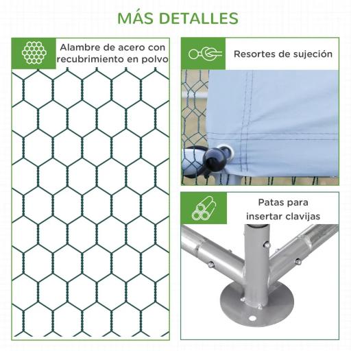 Gallinero Exterior Grande 380x280x195 cm para 10-12 Gallinas con Cubierta de Tela para Pollos Conejos Patos Plata [6]