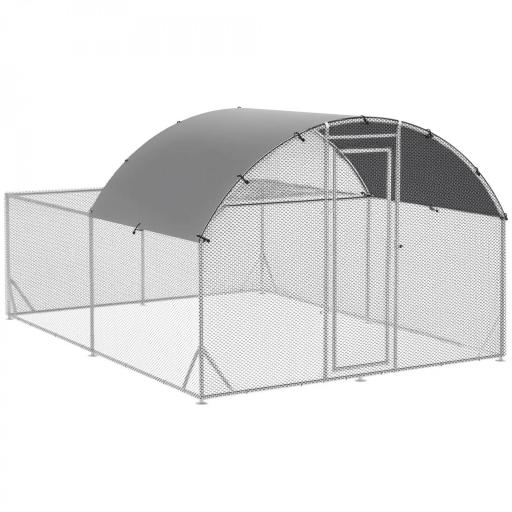 Gallinero Exterior Grande 380x280x195 cm para 10-12 Gallinas con Cubierta de Tela para Pollos Conejos Patos Plata [8]