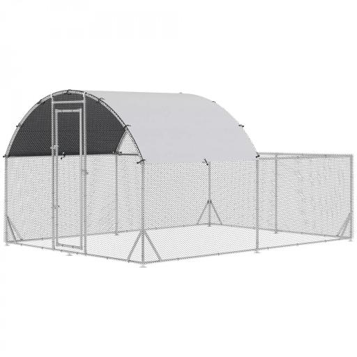 Gallinero Exterior Grande 380x280x195 cm para 10-12 Gallinas con Cubierta de Tela para Pollos Conejos Patos Plata [9]