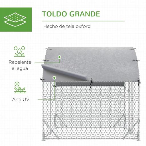 Gallinero 280x190x197 cm con Cubierta de Tela Oxford Impermeable y Resistente a los Rayos UV para Patio Plata [2]