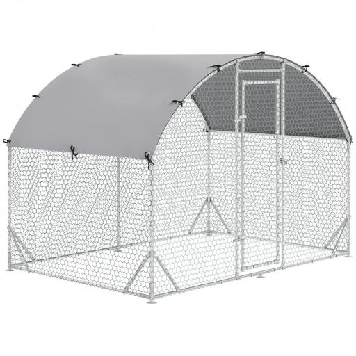 Gallinero 280x190x197 cm con Cubierta de Tela Oxford Impermeable y Resistente a los Rayos UV para Patio Plata [8]