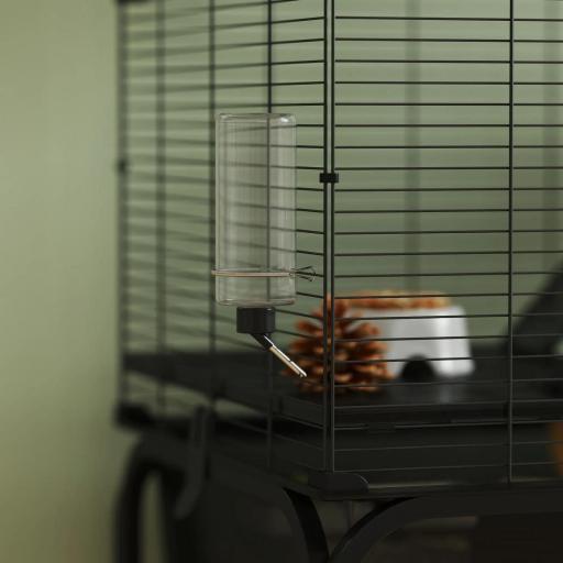 Jaula para Animales Pequeños de 4 Niveles con Ruedas Bandeja Profunda Rampas Plataformas y Comedero 73x47x123 cm Negro [7]