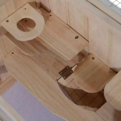 Jaula para Hámster de Madera de 2 Niveles Casa para Animales Pequeños con Plataformas Escaleras 60x35x42 cm Madera Natural [8]