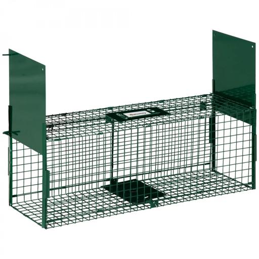 Trampa para Animales Vivos con 2 Puertas Jaula de Captura Metálica con Asa para Conejos Visones Zorros Pequeños 80x25x30 cm [10]