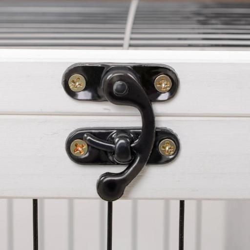 Jaula de Conejos Conejera para Mascotas Pequeñas con Techo Abrible y Bandeja Extraíble 90x53x59 cm Marrón [6]