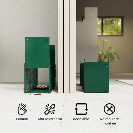 Trampa para Animales Vivos 60x18x20 cm con 2 Puertas Asa y Marco de Acero para Conejos Ardillas Hurones Verde [2]