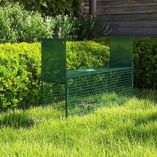 Trampa para Animales Vivos 60x18x20 cm con 2 Puertas Asa y Marco de Acero para Conejos Ardillas Hurones Verde [7]