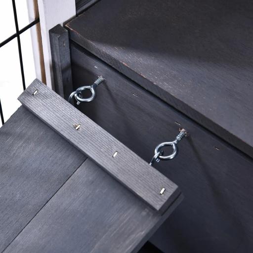 Jaula de Conejos Conejera para Mascotas Pequeñas con Techo Abrible y Bandeja Extraíble 90x53x59 cm Gris y Blanco [7]