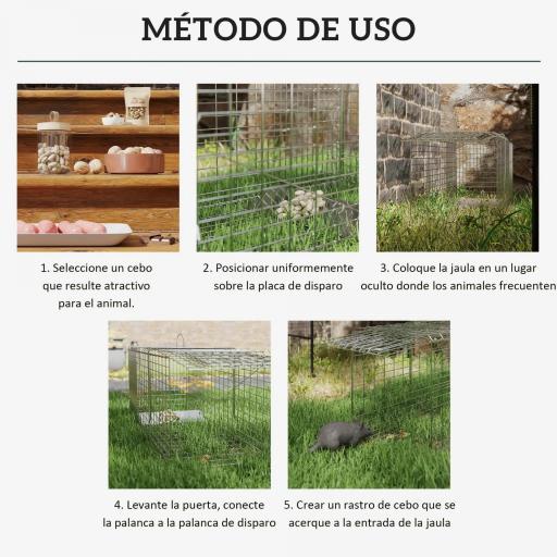 Trampa para Animales Vivos Plegable 93x31x34,5 cm Jaula de Captura de Alambre con Puerta y Asa para Conejos Plata [3]