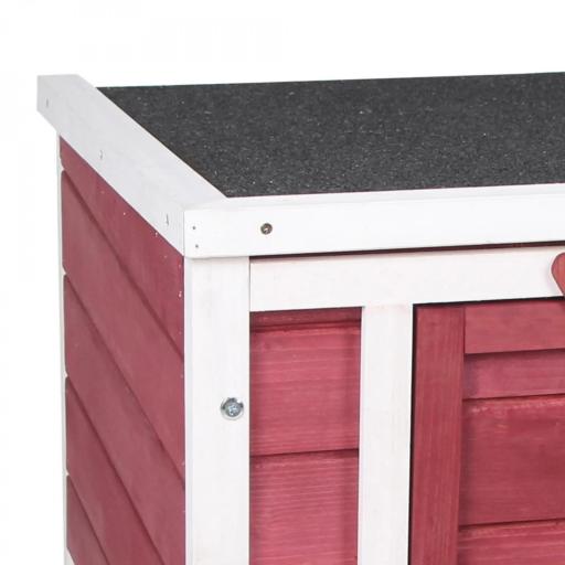 Conejera de Madera Exterior Jaula Caseta para Roedores Mascotas Pequeñas con Techo Asfáltico Se Puede Abrir y Rampa Antideslizante 42x51x43 cm Rojo [5]
