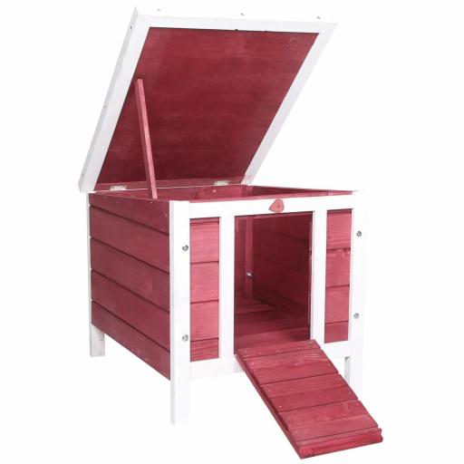 Conejera de Madera Exterior Jaula Caseta para Roedores Mascotas Pequeñas con Techo Asfáltico Se Puede Abrir y Rampa Antideslizante 42x51x43 cm Rojo [9]