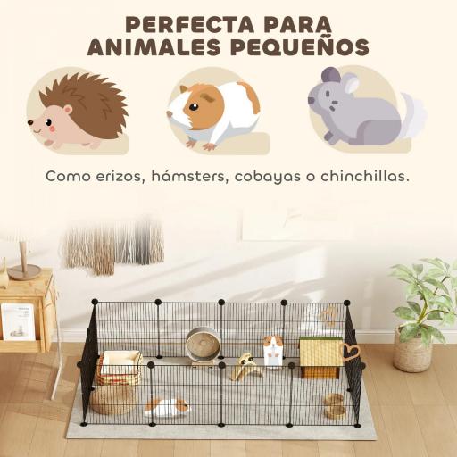 Parque Metálico para Animales Pequeños de 12 Paneles Desmontable Diseño DIY para Erizo 140x70x35 cm Negro [1]