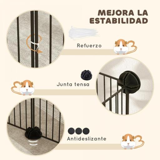 Parque Metálico para Animales Pequeños de 12 Paneles Desmontable Diseño DIY para Erizo 140x70x35 cm Negro [4]