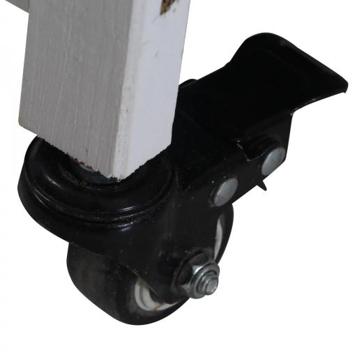 Conejera de Madera con Ruedas 147x45,5x88,5 cm Jaula para Conejos de 2 Niveles con Techo Abrible 2 Corrales de Metal 3 Bandejas Extraíbles 3 Puertas con Pestillo y Rampa Gris [7]