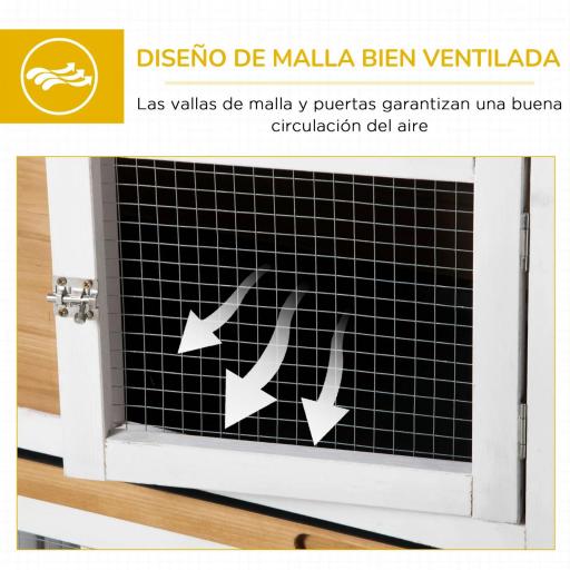 Jaula para Conejos con Ruedas Techo Abatible y Bandeja Extraíble para Interior y Exterior 108x58x73,5 cm Gris [4]