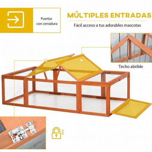 Jaula para Conejos Grande Casa para Animales Pequeños Conejera Exterior de Madera 180x90x48 cm Natural [2]