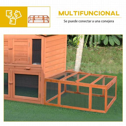 Jaula para Conejos Grande Casa para Animales Pequeños Conejera Exterior de Madera 180x90x48 cm Natural [4]