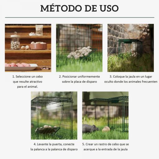 Trampa para Animales Vivos 100x24x30 cm con 2 Puertas y Marco de Acero para Interior y Exterior Verde [2]