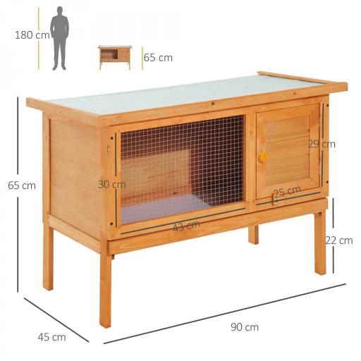 Casa para Conejos Exterior Conejera Grande de Patas Elevadas con Bandeja Extraíble Fácil de Limpiar Estable Buena Ventilación 90x45x65cm Color Madera [1]