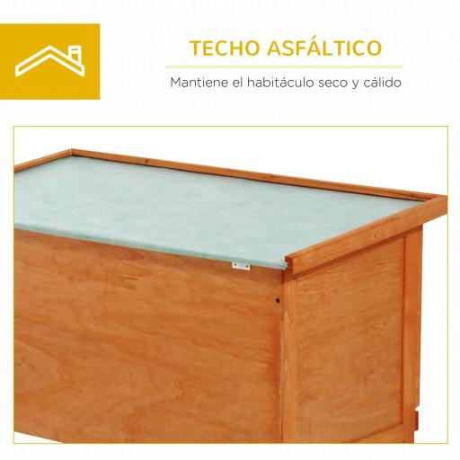 Casa para Conejos Exterior Conejera Grande de Patas Elevadas con Bandeja Extraíble Fácil de Limpiar Estable Buena Ventilación 90x45x65cm Color Madera [3]