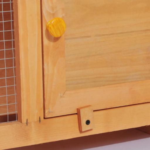 Casa para Conejos Exterior Conejera Grande de Patas Elevadas con Bandeja Extraíble Fácil de Limpiar Estable Buena Ventilación 90x45x65cm Color Madera [7]