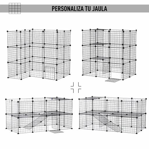 Valla Metálica para Mascotas Parque Metálica con 36 Paneles Animales Pequeños Desmontable Diseño DIY Negro 146x73x73cm [2]