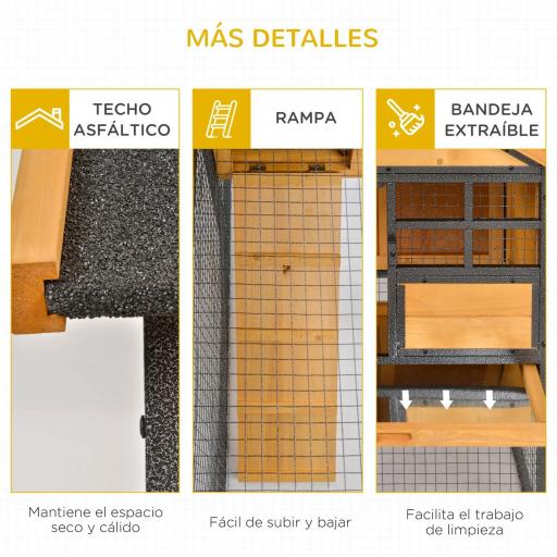 Conejera de Exterior Jaula para Mascotas Pequeñas 2 Niveles con Rampa Bandeja Extraíble de Madera y Metal 122x63x92 cm para Conejos Cobayas Madera y Gris [5]