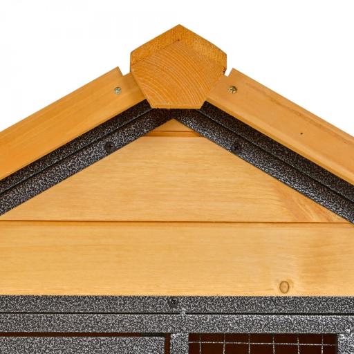 Conejera de Exterior Jaula para Mascotas Pequeñas 2 Niveles con Rampa Bandeja Extraíble de Madera y Metal 122x63x92 cm para Conejos Cobayas Madera y Gris [7]