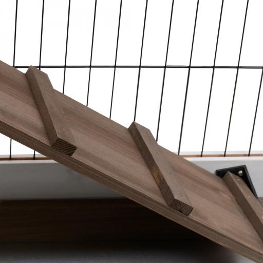 Conejera de Madera con Ruedas para Interior Jaula de 2 Pisos con Rampa y 2 Bandejas Extraíbles 110x50x88cm Marrón [6]