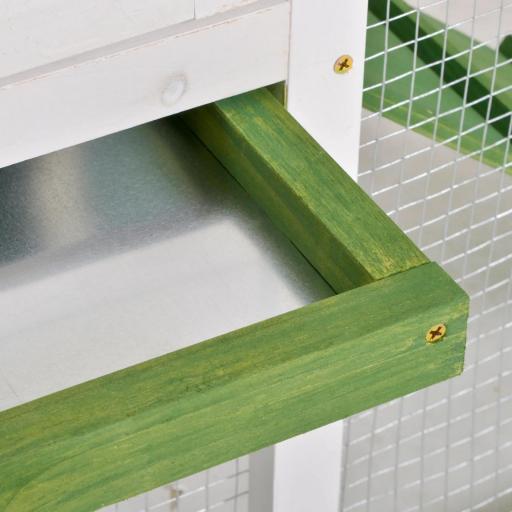 Jaula para Conejos Grande 120x60x79 cm con Techo Asfáltico Bandeja Extraíble Escalera y Chimenea para Exterior Verde [6]
